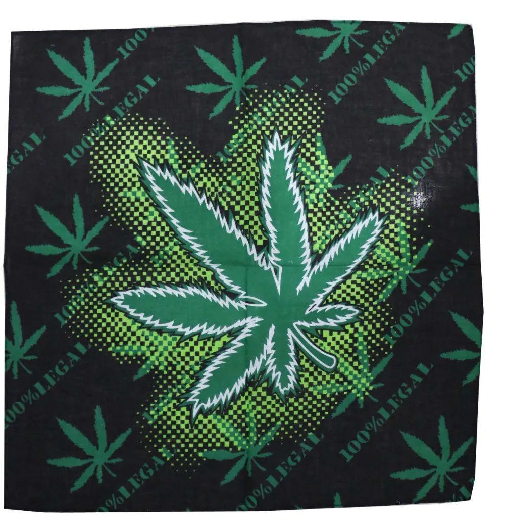 FOXMOTHER Hip Hop Punk Cotton Reggae Jamaica Green Weed Leaf Bandana Headwear For Mens