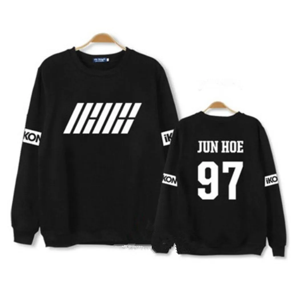 K POP ikon выпустил тот же альбом B.I Kim Hanbin BOBBY Jin Zhiyuan с той стильной толстовкой