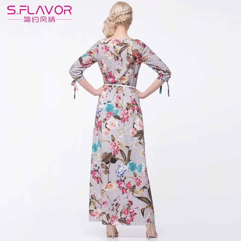 S. FLAVOR женское длинное платье с цветочным принтом Весна Русский стиль Бохо платья