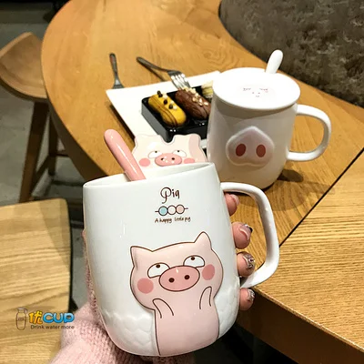 Корейская креативная кружка с милой Свинкой из мультфильма кофейная сердцем для