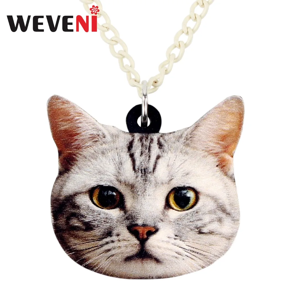 Weveni акриловые в стиле аниме кошка ожерелье с котенком кулон цепочка чокер модное