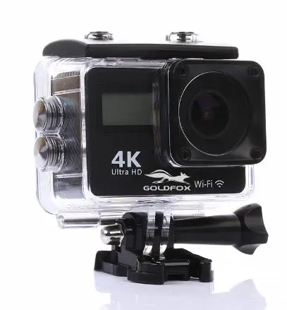 Goldfox Ultra HD 30fps WiFi Экшн-камера 4K Спортивная камера go 30m Водонепроницаемая pro DV 150D двойная lcd Спортивная камера Веб-камера с пультом дистанционного управления - Цвет: Черный