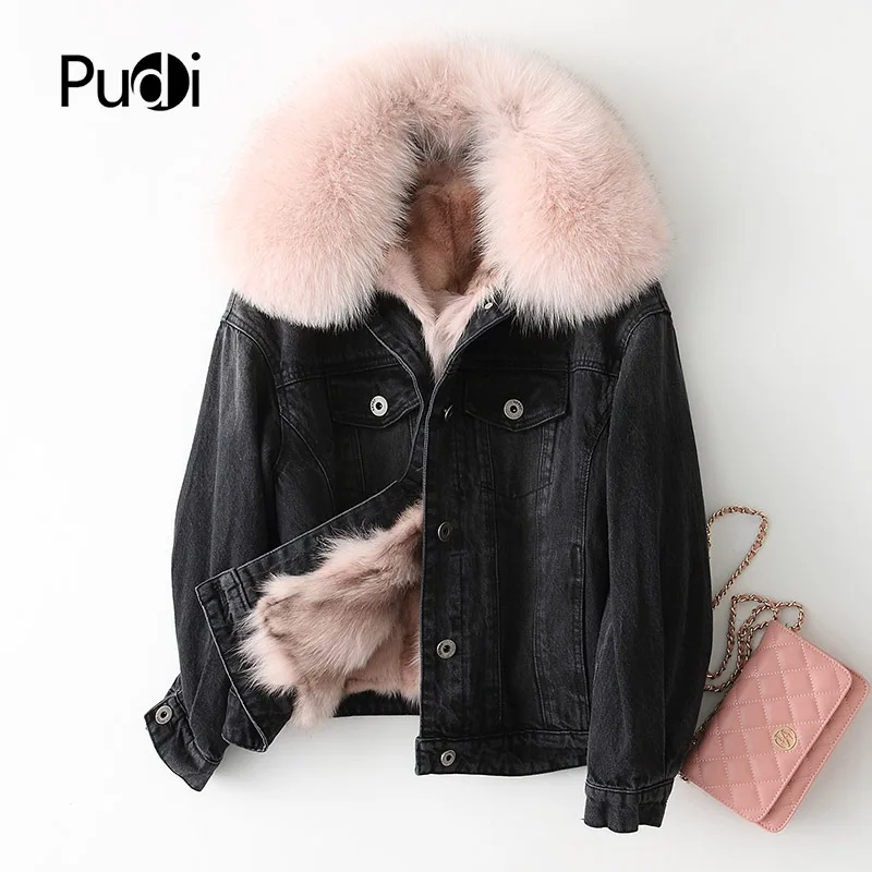 PUDI A68654-5, женская зимняя теплая хлопковая парка, пальто с воротником из натурального Лисьего меха, Женское пальто, куртка, пальто