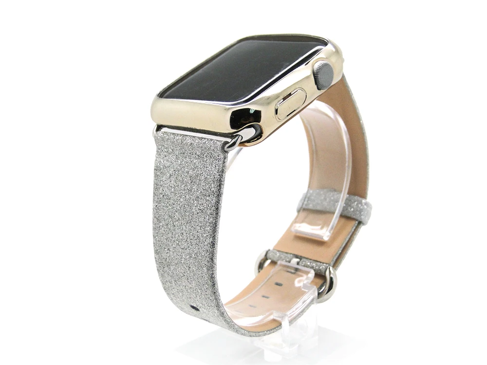Леопардовый Радужный блестящий кожаный ремешок для Apple Watch серии 1 2 3 4 5 ремешок 44 42 мм 40 38 мм браслет для iWatch браслет