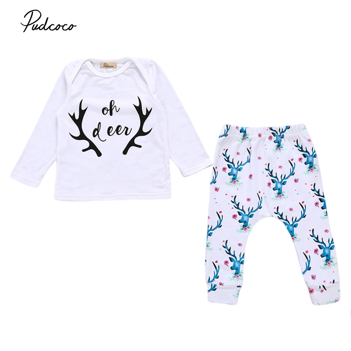 Для новорожденных Обувь для девочек Олень одежда с длинным рукавом Топы