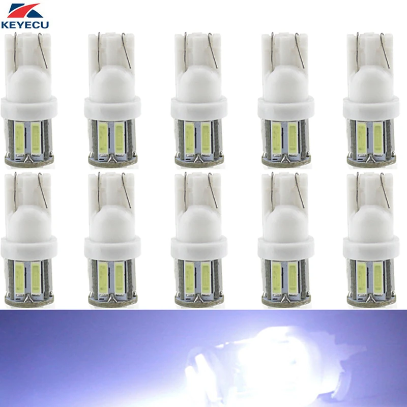 

KEYECU 10 Bright White T10/W5W/194/168 5630 6SMD Canbus Error Free Car LED Light Bulb With Lens for Side Reserve Parking Ligh