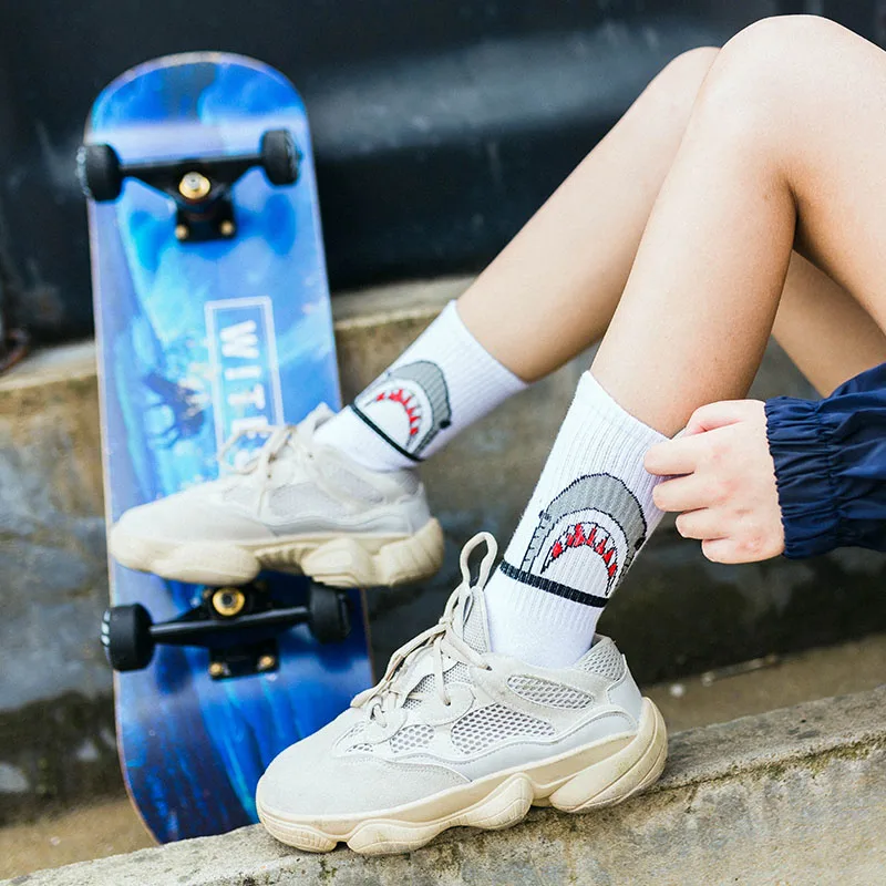 С животным принтом для мужчин повседневное хлопковые носки мультфильм Акула хип