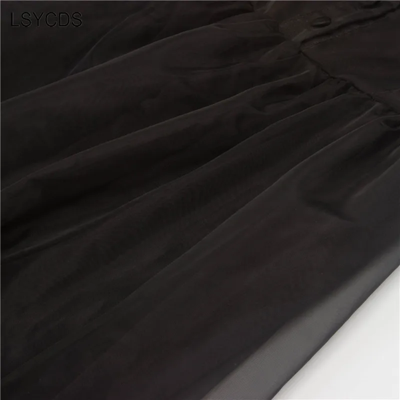 Женское черное Сетчатое платье летнее 2020 сексуальное без рукавов с воротником