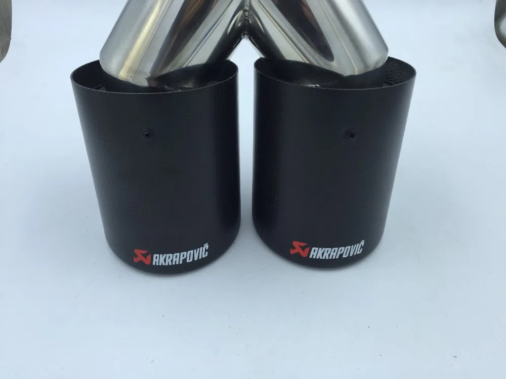 Inlet51/54/57/60/63mm outlet76/89/101mm carbon fiber 304 Stainless Steel exhaust tip pipe muffler for universal brands |