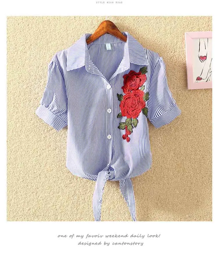 Футболка женская 2018 новая вышитая цветочная футболка летняя повседневная