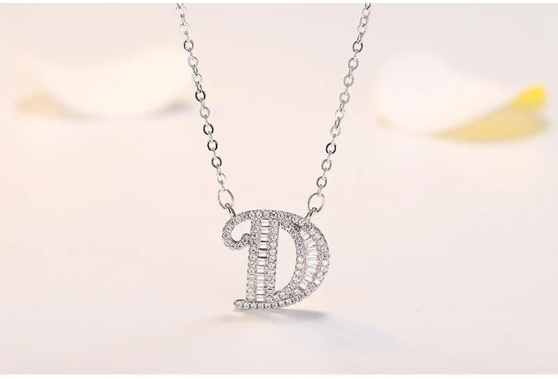 necklace D Модная подвеска с инициалами ожерелье s подвеска со стразами лучший друг подарок милые 26 цепочки с буквами Ожерелье Воротник Имя ювелирные изделия - Окраска металла: necklace D