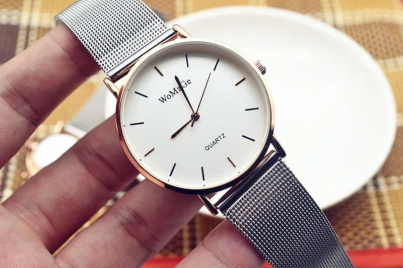 Мода Womage для влюбленной пары мужчине reloj mujer бренд класса люкс сетка из