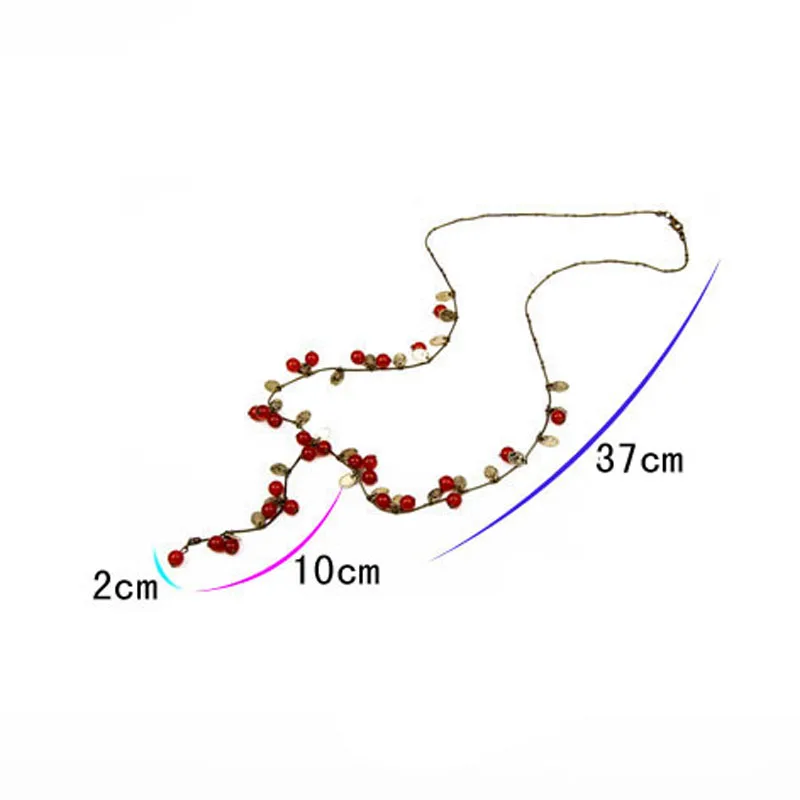 Женское ожерелье с длинным кулоном красное вишнями N116 | Украшения и аксессуары