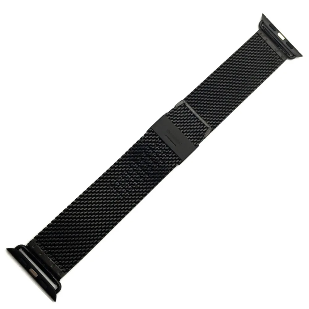 Черный Milanese Loop 316L нержавеющая сталь Ремешок из искусственной кожи ремешок для Apple iWatch 42 мм 38 40 44