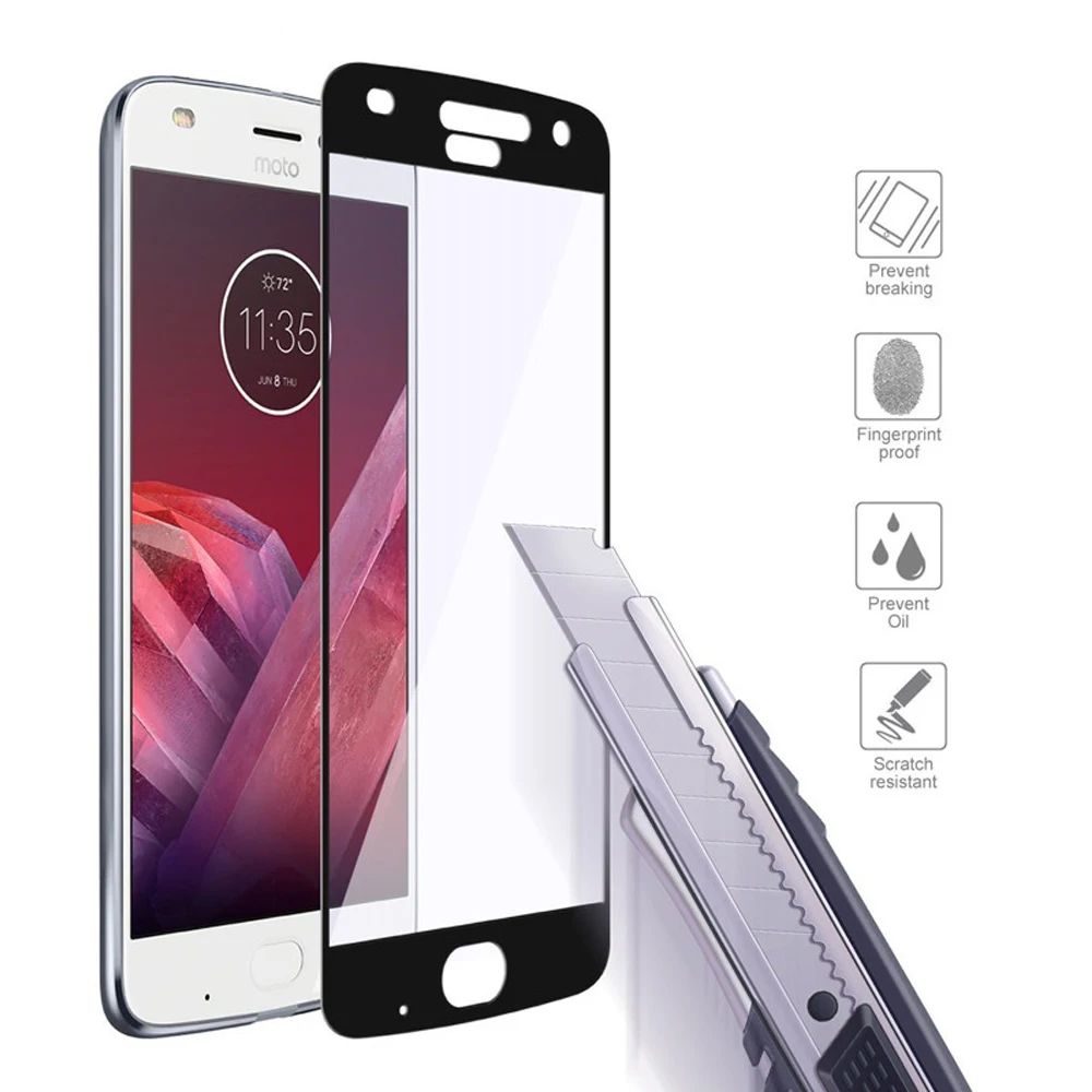 Стекло на холсте для Motorola Moto Z2 играть защитный Стекло для lenovo Moto Z3 играть закалённое защитное стекло Экран Защитная крышка защитная пленка