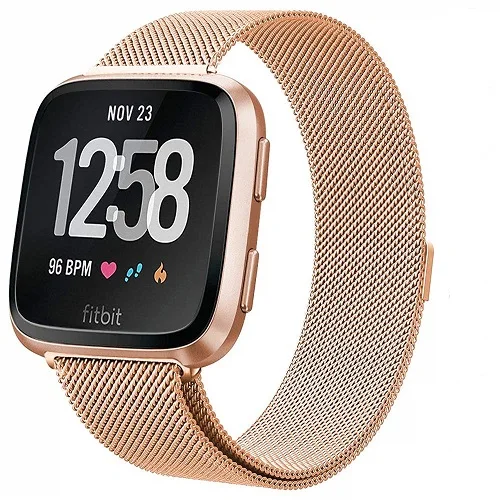 Rose Gold Сменных Браслетов Из Нержавеющей Стали Для fitbit versa наручных миланских петель магнитных браслетов подходят для битов и стихов аксессуары для браслетов - Цвет: Rose Gold
