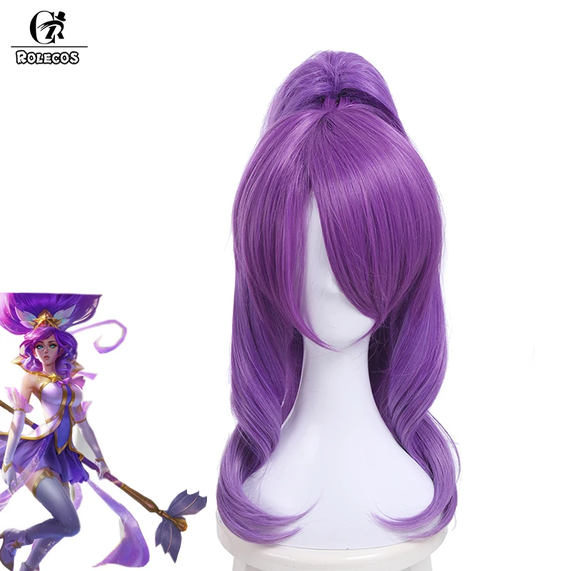 Игра ROLECOS для косплея LOL Hair Star Guardian Janna Косплей 50 см короткие фиолетовые головные