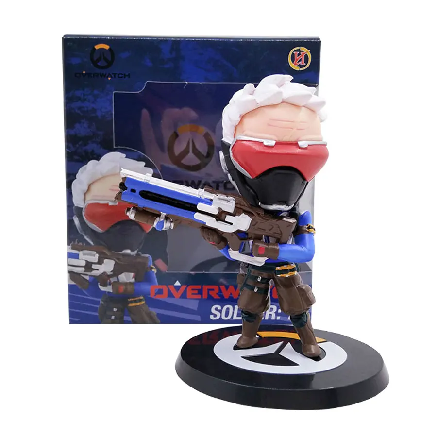 Игра над часами персонажа солдата ПВХ фигурка игрушки 10 см Q версия OW кукла Модель
