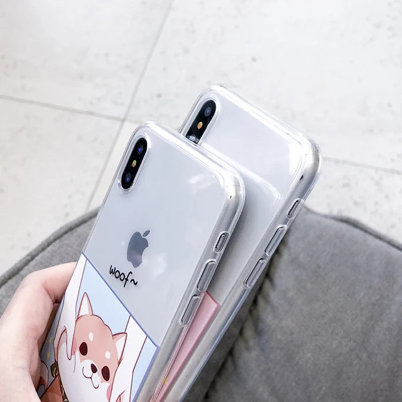 Мягкий чехол из ТПУ для iPhone 7 6 S 8 Plus с изображением собак мультфильмов X надписью