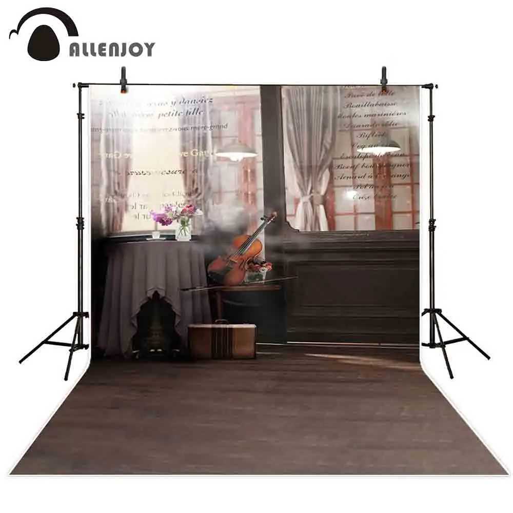 Allenjoy фоны для фотосъемки крытый свет стол скрипка искусство Стекло окно