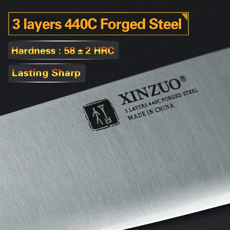 XINZUO 8 ''дюймовый нож шеф повара 3 слоя 440C одетая сталь 56 60 HRC кухонные ножи из