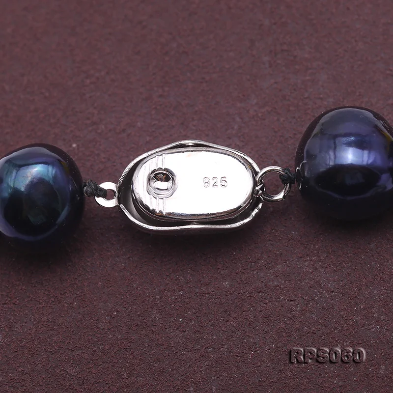 

JYX 2018 jewelry pearl Necklace Set 10-11mm Flat Round Black Freshwater Cultured Pearl Necklace Bracelet Set Christmas jewlery