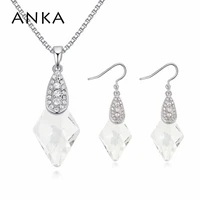 anka geometric rhombus necklace and earrings with crystal from austrian for women brangd jewelry sets wedding party gift 124830