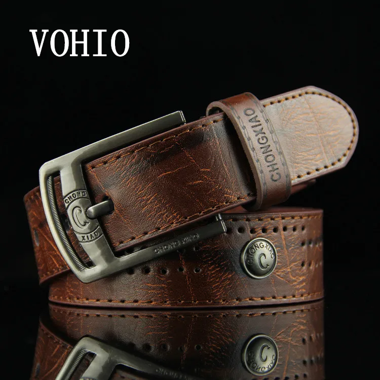 Мужской дизайнерский ремень VOHIO ковбойский Повседневный в стиле панк с полыми