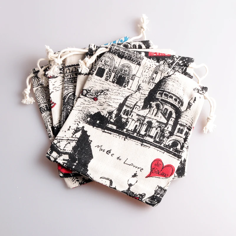 

Fashion Drawstring Storage Bag 2pcs/lot 19*24cm Large Cotton Flower Printing Jewelry Display Packaging Pouch Can Customized Logo