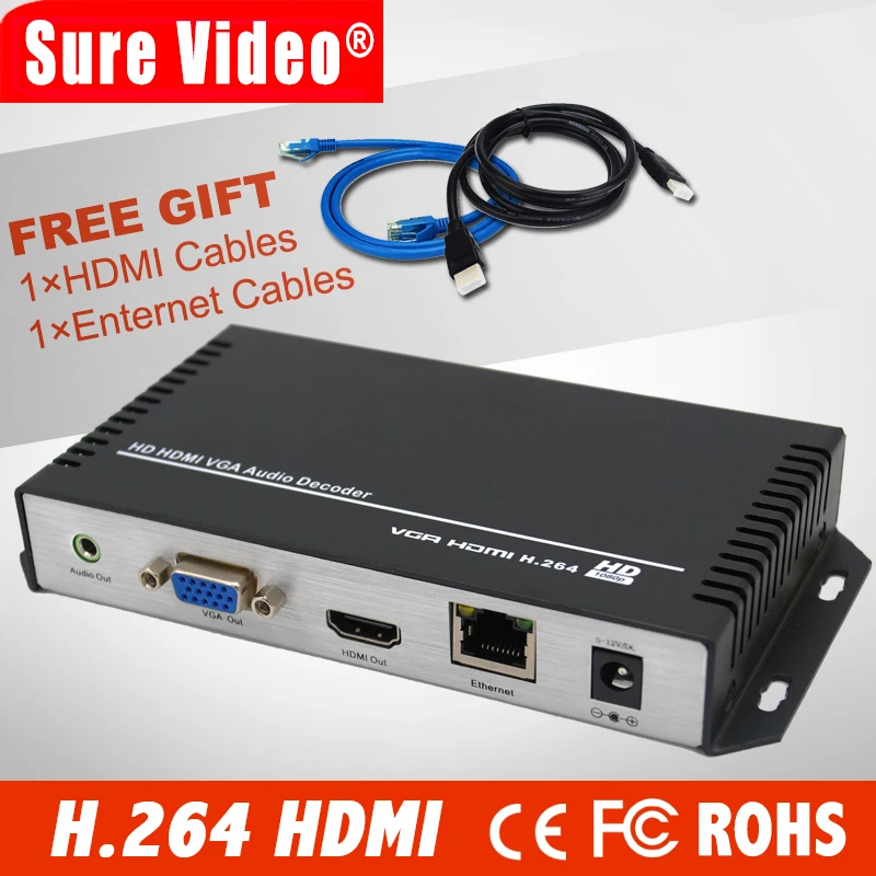 Китайский поставщик H.264 HDMI и VGA + аудио HD видео декодер IP потоковый для