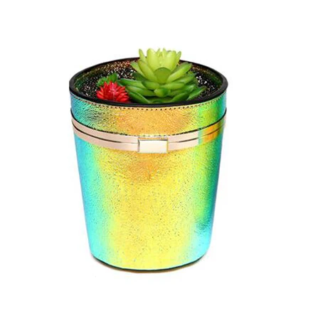 green Женские сумки из лазерной кожи, женская сумка-мешок из искусственной кожи, веселая блестящая сумка-почтальон в виде цветочного горшка, женская сумка на плечо в форме растения - Цвет: green