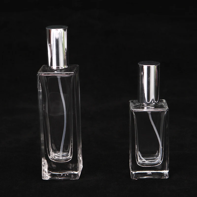 50ML Transparent Positive Rectangular Perfume Bottle Glass Empty Spray Cosmetic Bottle 30PCS/LOT