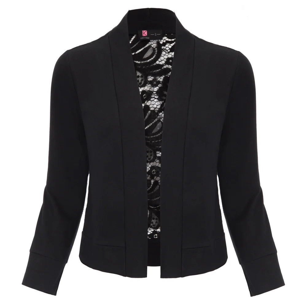 Винтажное болеро с кружевной спинкой для женщин офисный кардиган рукавом 3/4