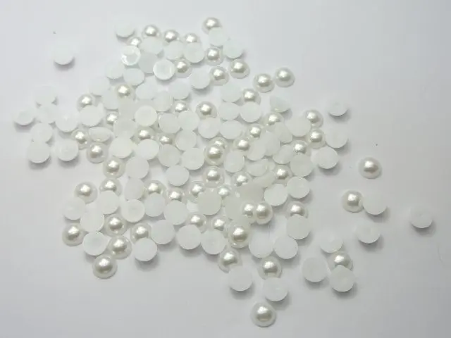 

2000 Pure White Half Pearl Gems Flatback Bead 2mm Nail Art Tips +Storage Box