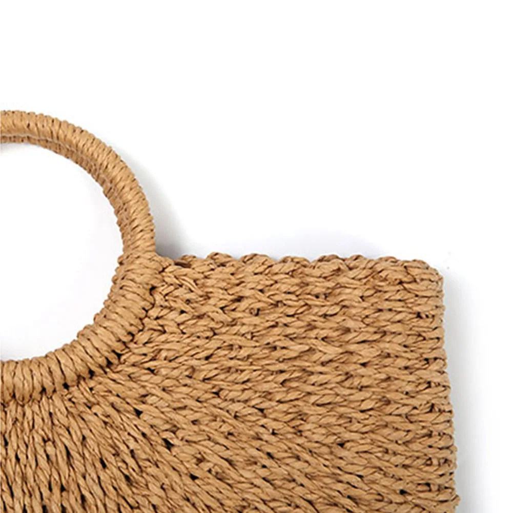 

Hot Selling Women Summer Beach Bag Hand Woven Straw Bags Casual Tote Large Capacity Shopping Handbag -B5