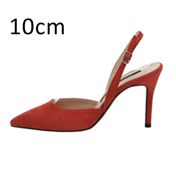 Red Pumps 10cm Для женщин женские туфли-лодочки; пикантные летние туфли на высоком каблуке; Фирменные женские туфли на выход с ремешком на пятке, острый носок Туфли с ремешком и пряжкой модельные туфли для женщин размера плюс - Цвет: Red Pumps 10cm