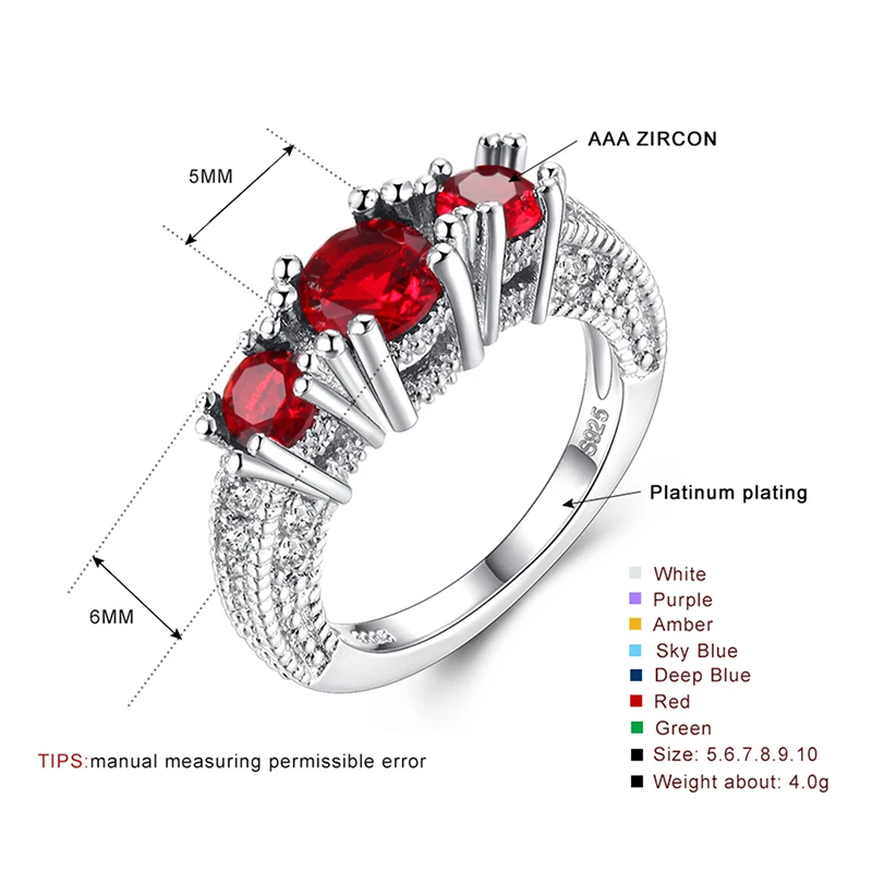 Модные романтичные Свадебные кольца с красным зеленым синим кристаллом для