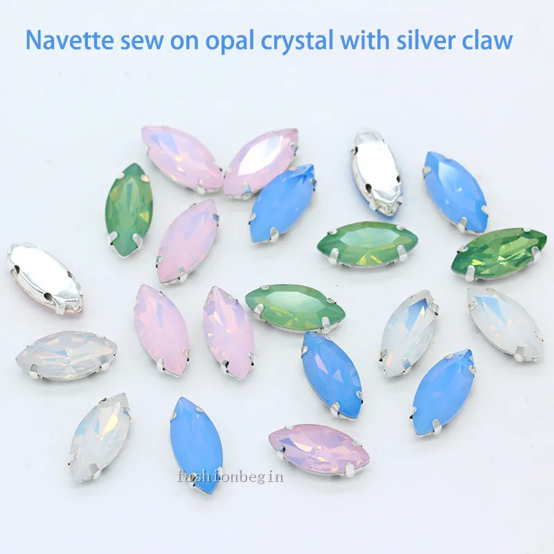 12p 7x15mm Наветт белый/зеленый/розовый/голубой опал пришить костюм аксессуары