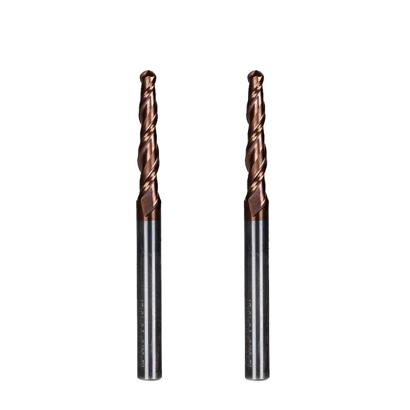 

2pcs R2*D6*30.5*75L*2F HRC55 Tungsten solid carbide Coated Tapered Ball Nose End Mills taper and cone endmills