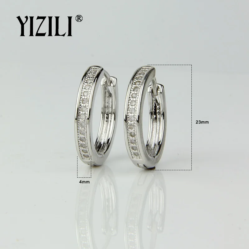 silver plated-c YIZILI минимализм большие круглые микро парафиновые вставки 585 розовое золото натуральный циркон Висячие висячие серьги а053 - Окраска металла: silver plated-c