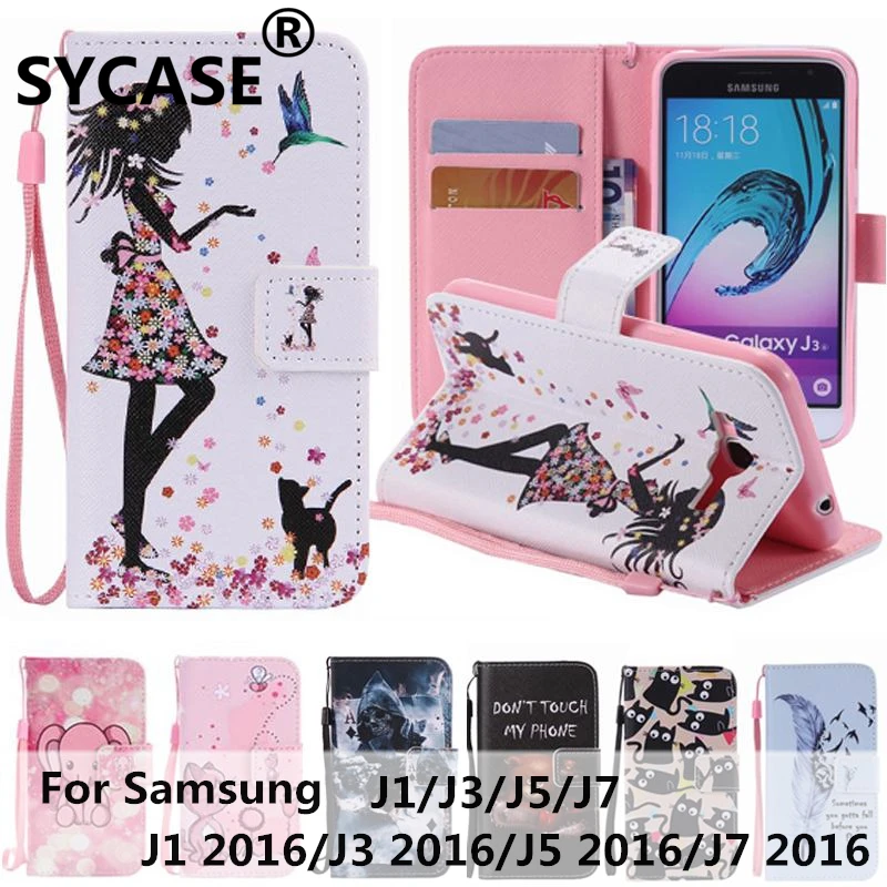 Sycase для samsung J7 J5 prime J1 2016 J3 J510 J710 покрашенный Чехол портмоне с отделением карт