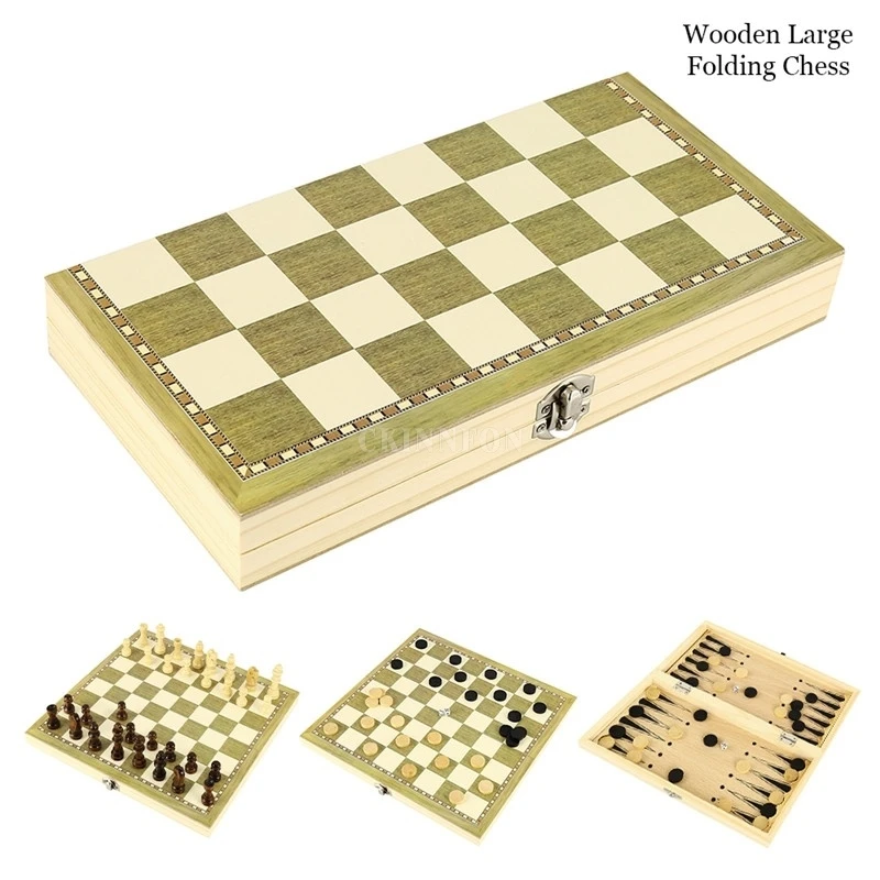 

50Pcs/Lot New Design 3 In 1 Wooden International Chess Set Board Travel Games Chess Backgammon Draughts Entertainment