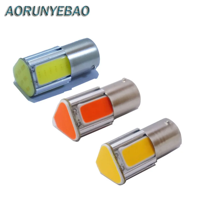 AORUNYEBAO 2X 1156 BA15S Янтарный COB светодиодный автомобильный R5W S25 Авто P21W светильник