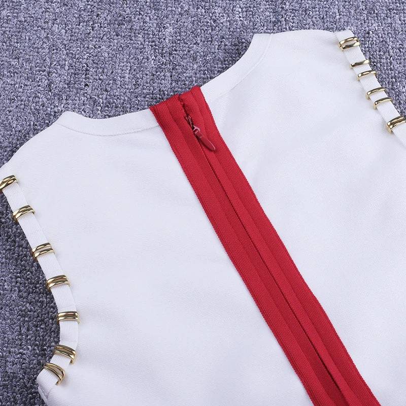 Ocstrade Vestidos Бандажное платье Новое поступление металлическое украшенное Сексуальное Красное Облегающее Бандажное платье женское вечернее платье в стиле знаменитостей
