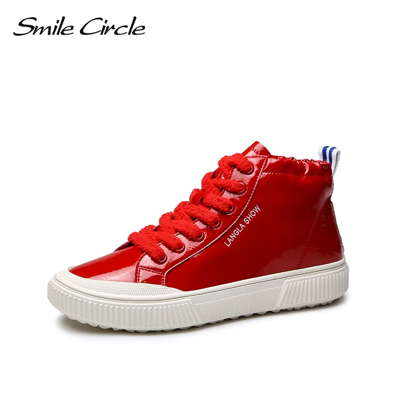 Женские лакированные кроссовки Smile Circle модная повседневная обувь на плоской