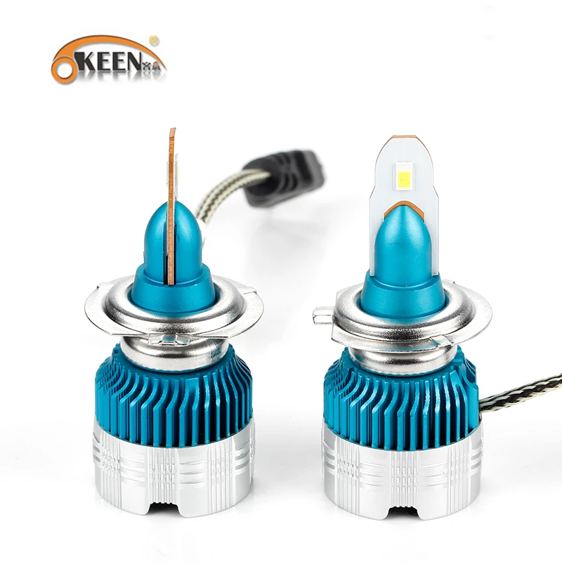 Тонкие Автомобильные светодиодные лампы OKEEN Mini H4 Led H7 автомобильные COB Chip Turbo для