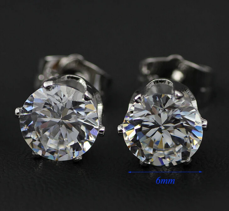 Серьги-пусеты 6 мм 2ct с фианитом супер красивые бесплатная доставка | Украшения и