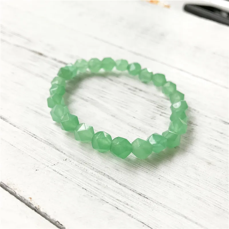 8ММ Естественный Красивый Отдел Зеленый Авантюрин Браслет Модная Мужская И Женская Бижутерия Личность Большие Бусины Обаяние Запястье на.