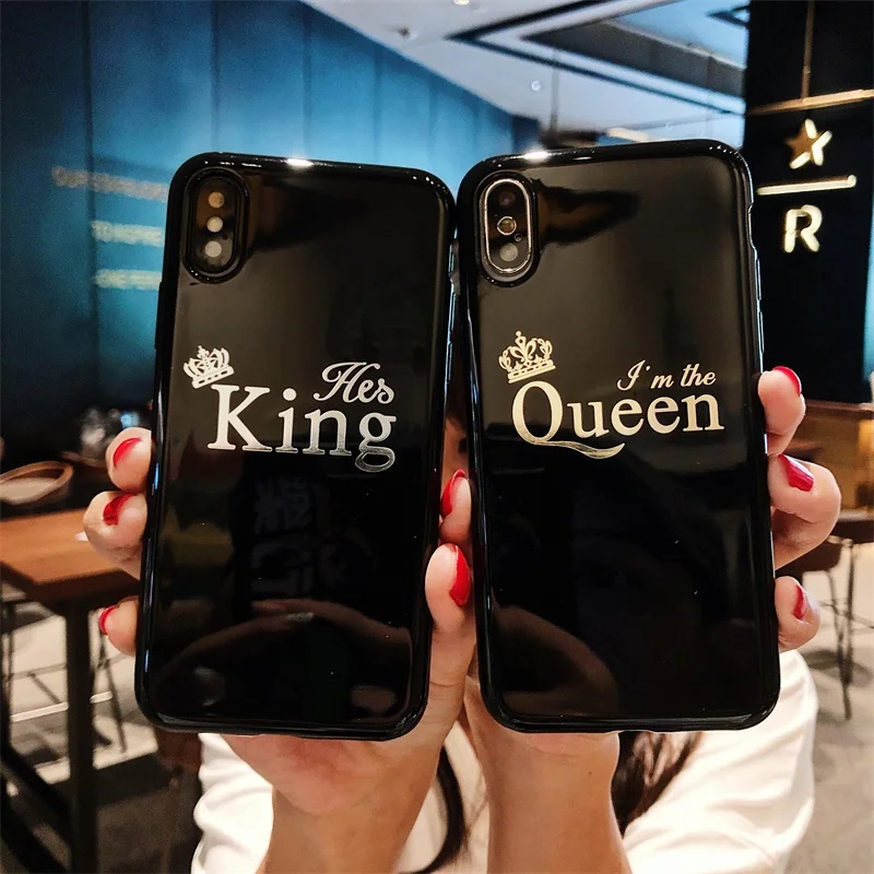 Чехол для телефона с изображением мультяшной короны, королевы, для iPhone XR, XS, MAX, 7, 8 Plus, мягкая задняя крышка для iPhone 6, 6s, силиконовый чехол для пары