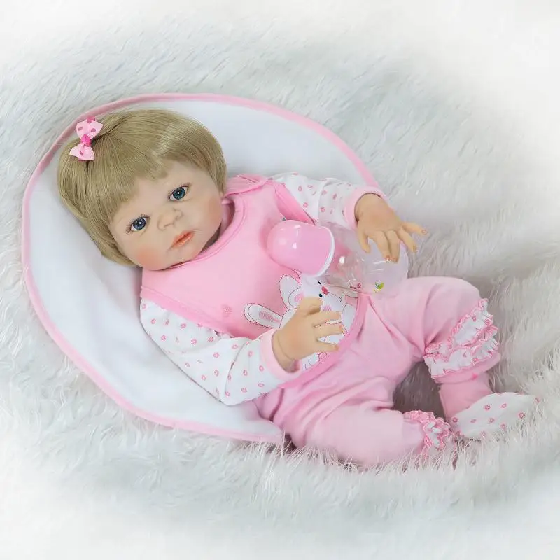 Newest 22 inches Reborn Girl Doll Alive Accompany Sleep Jointed Bodies Brinquedo Original Silicone-Reborn-Babies | Игрушки и хобби